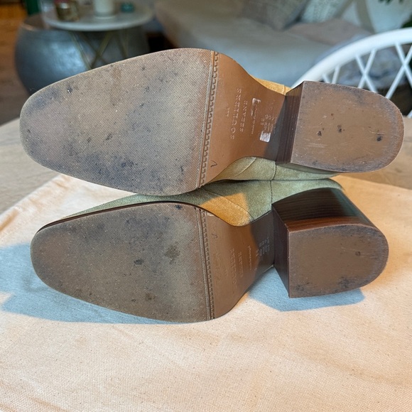 SÉZANE Frankie Mid Heel Boots in Tan Camel Suede Leather sz US 7 / FR 8 EUC - Picture 12 of 15